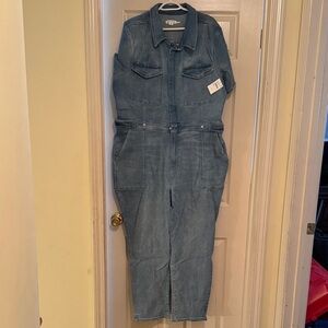 Good American Blue Denim Utility Jumpsuit